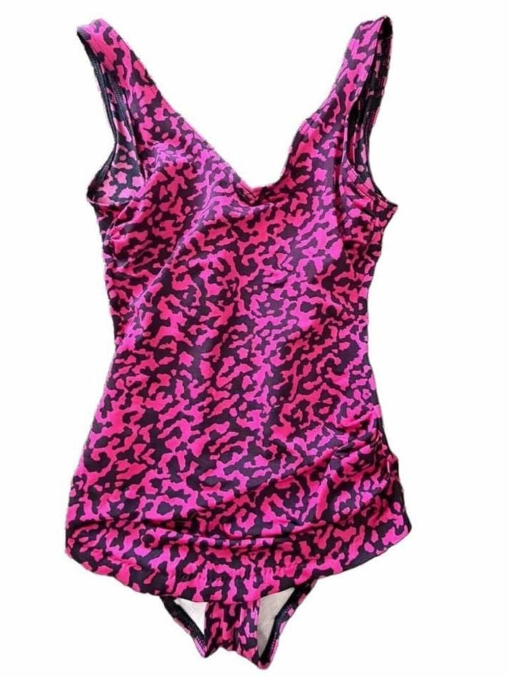 Vintage Gantner of California One-Piece Swimsuit Size 7/8 Pink Black Animal Prin